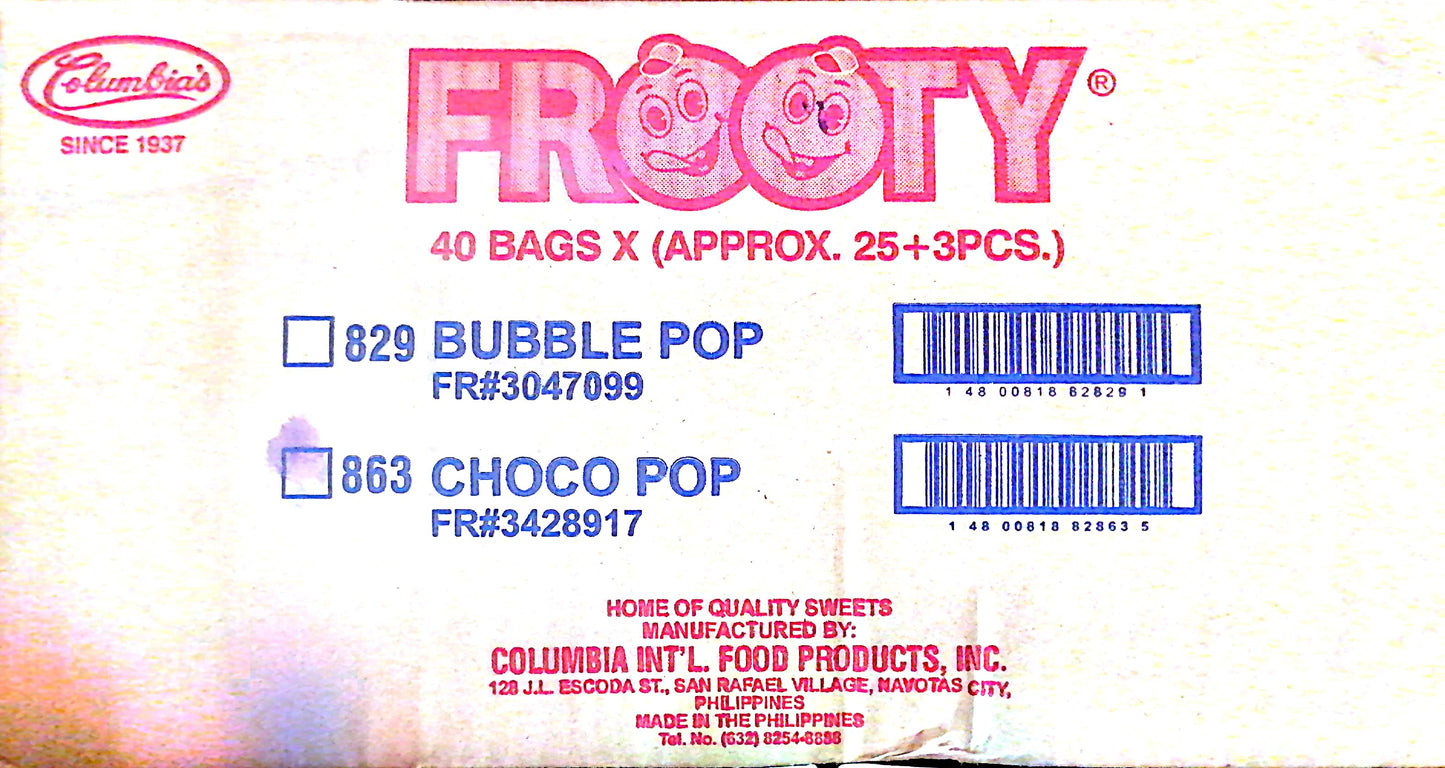 COLUMBIA'S FROOTY CHOCO POP 40/25PCS+3