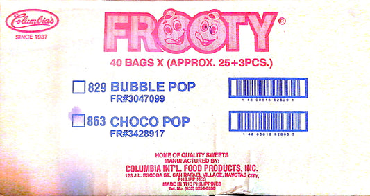 COLUMBIA'S FROOTY CHOCO POP 40/25PCS+3