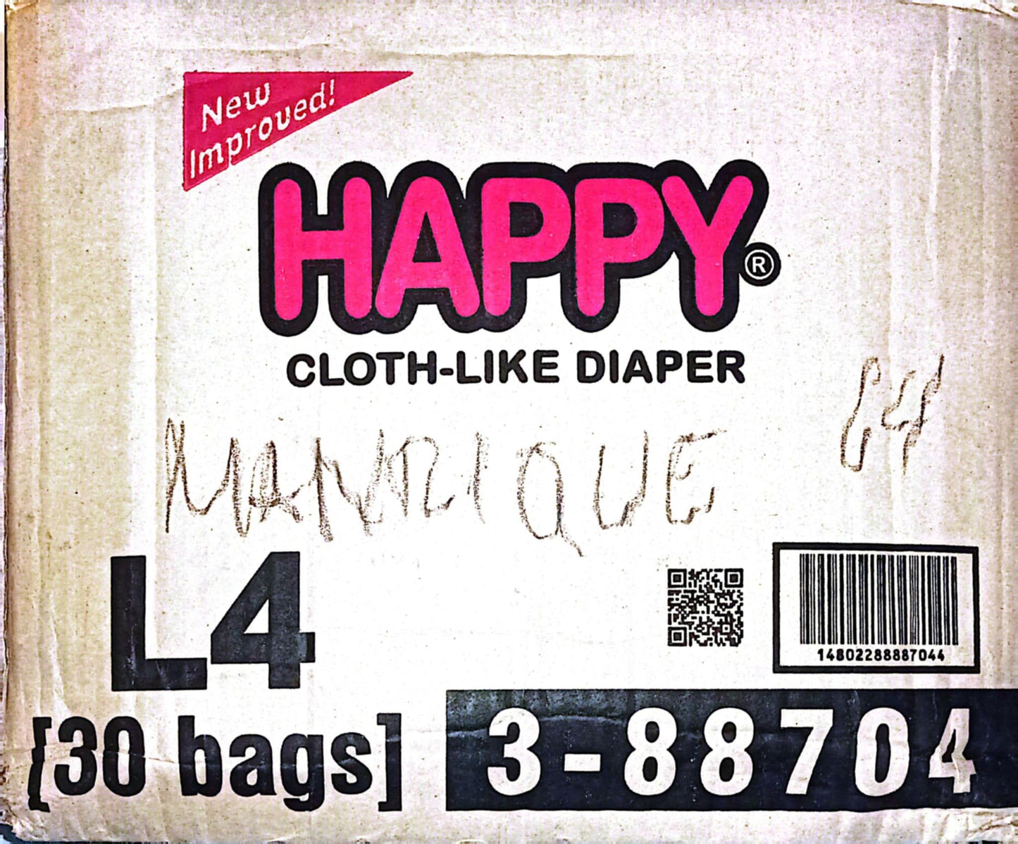 HAPPY DISPOSABLE DIAPERS LARGE 4PACKS/30+4PCS CODE:3-88730-02