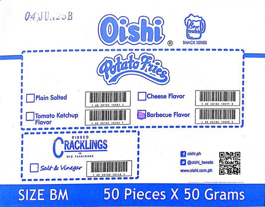OISHI POTATO FRIES BARBECUE FLAVOR 50/50G