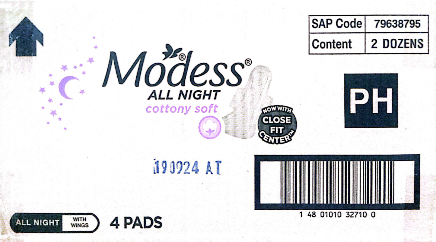 MODESS ALL NIGHT WINGS 24/4CT CODE: 79638795