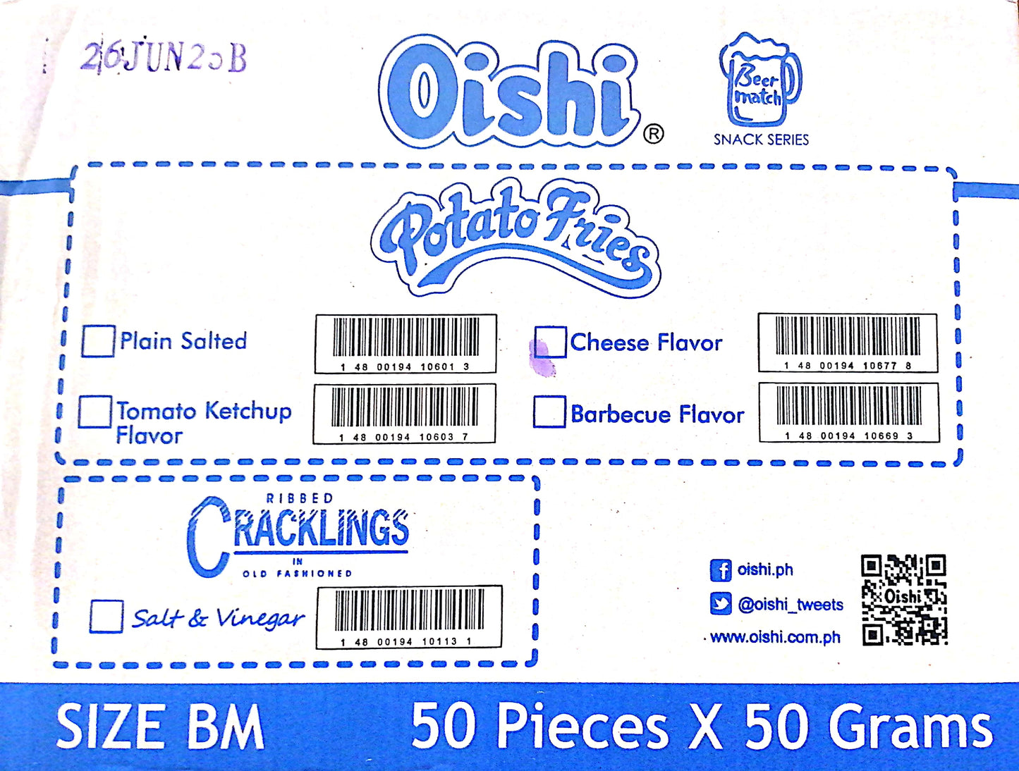 OISHI POTATO FRIES CHEESE 50/50G