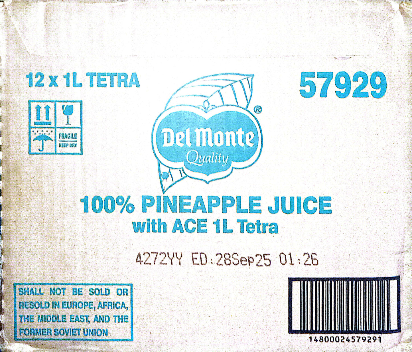 DEL MONTE PINEAPPLE JUICE WITH ACE 12/1L TETRA