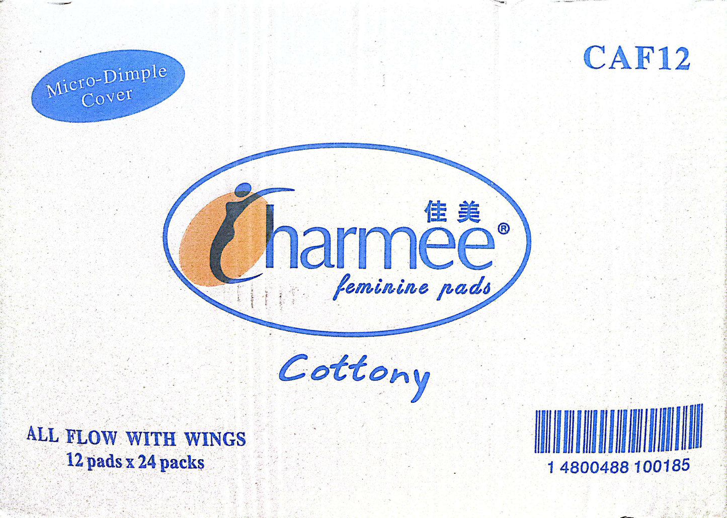 CHARMEE ALL FLOW COTTONY W/ WINGS 24PACKS/12PADS CODE: CAF12