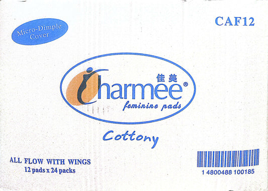 CHARMEE ALL FLOW COTTONY W/ WINGS 24PACKS/12PADS CODE: CAF12